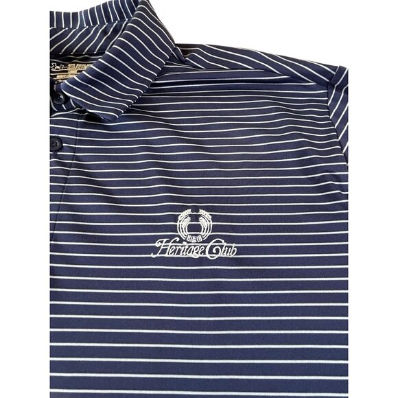 Under Armour Golf Polo Heritage Club Men’s 2XL Heat Gear Blue W/ Stripes Stretch - Picture 1 of 9